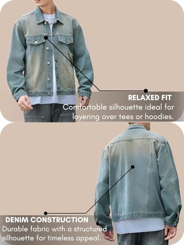 GRECIILOOKS Men’S Denim Jacket | Classic Regular Fit Jeans Jacket For Men | Stylish Branded Jackets For Men – Timeless Casual Wear