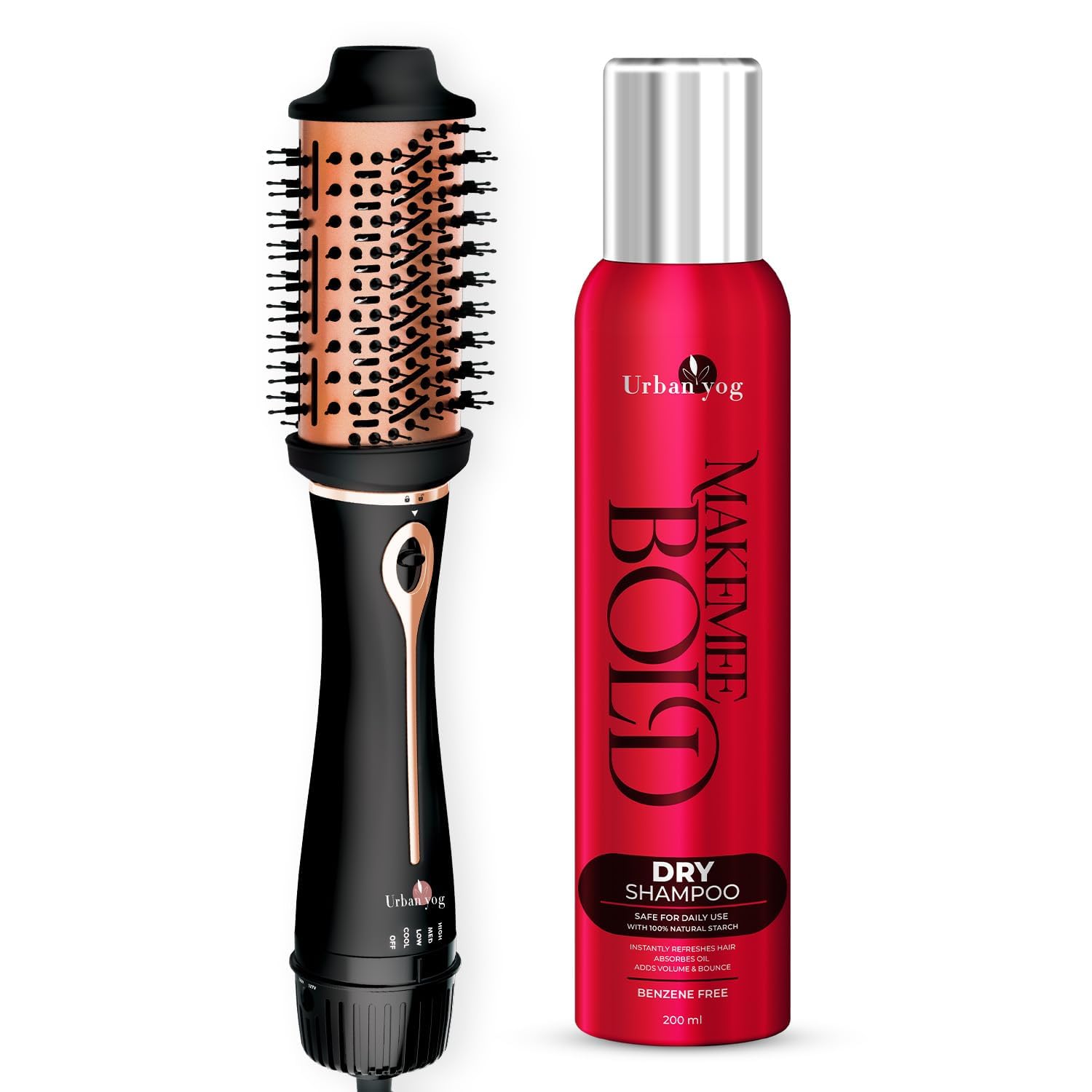 Urban yog MakeMeeBold 3-in-1 Hot Air Brush| 1.5-inch Barrel | Hair Dryer Hair Straightener Volumizer Blow Dryer Styling Tool,1200 Watt | Gifts for Woman, Multicolour