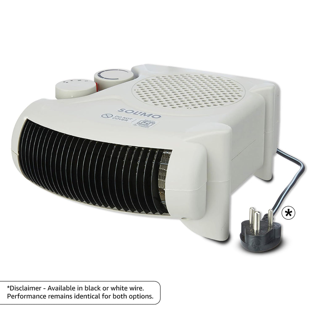 Amazon Brand - Solimo 2000/1000 Watts Room Heater with Adjustable Thermostat (ISI certified, White colour, Ideal for small to medium room/area)