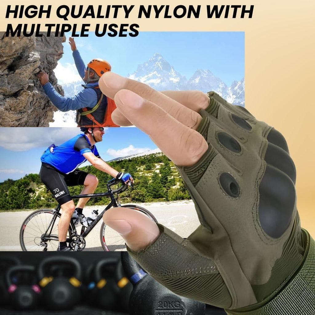 Non-Slip Half Finger Rubber Knuckle Motorcycle Gloves