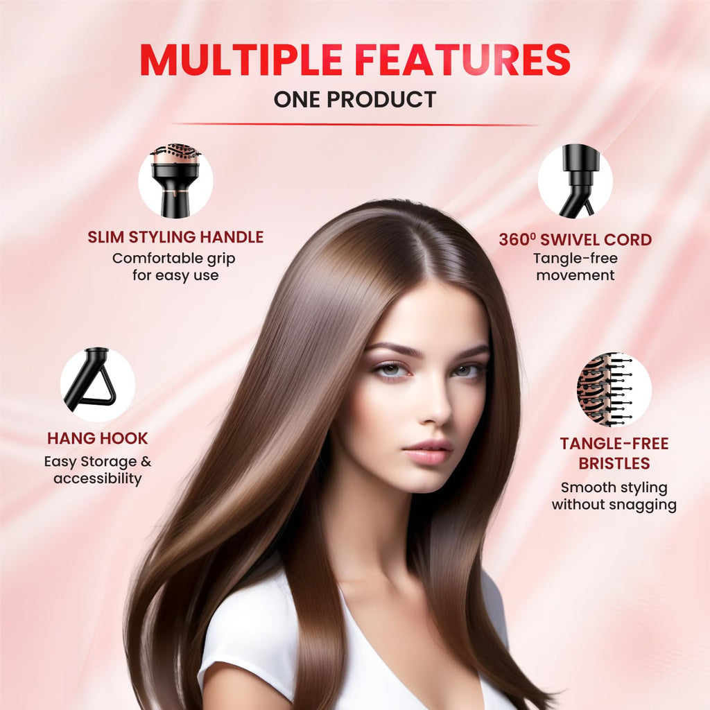 Urban yog MakeMeeBold 3-in-1 Hot Air Brush| 1.5-inch Barrel | Hair Dryer Hair Straightener Volumizer Blow Dryer Styling Tool,1200 Watt | Gifts for Woman, Multicolour