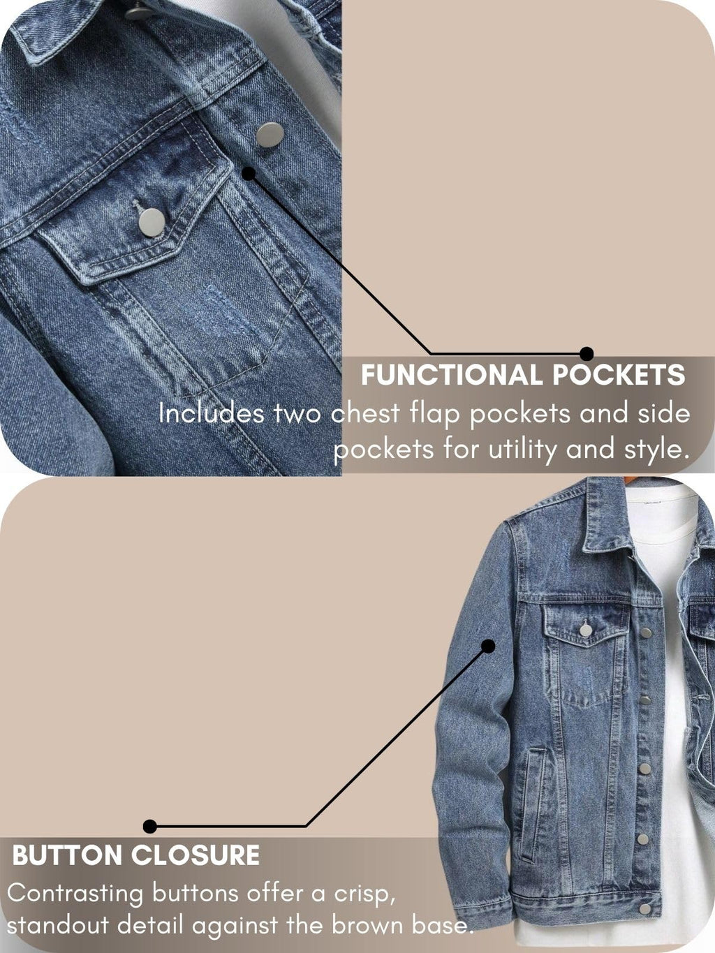 GRECIILOOKS Men’S Denim Jacket | Classic Regular Fit Jeans Jacket For Men | Stylish Branded Jackets For Men – Timeless Casual Wear