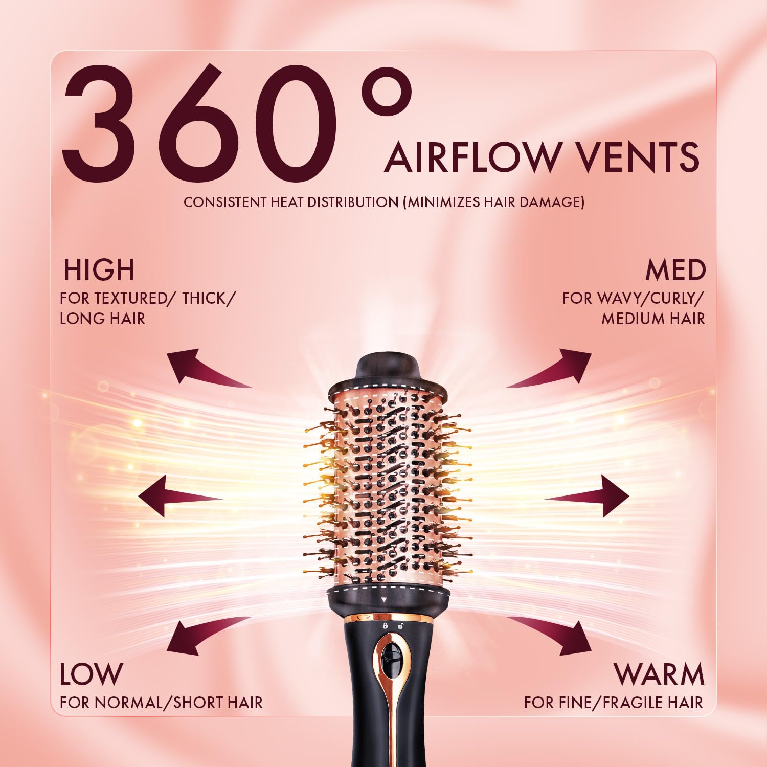 Urban yog MakeMeeBold 3-in-1 Hot Air Brush| 1.5-inch Barrel | Hair Dryer Hair Straightener Volumizer Blow Dryer Styling Tool,1200 Watt | Gifts for Woman, Multicolour