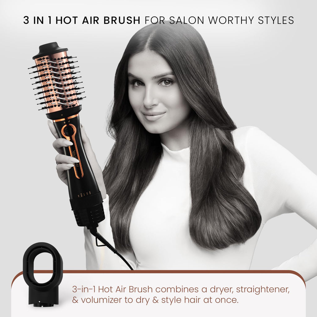 Urban yog MakeMeeBold 3-in-1 Hot Air Brush| 1.5-inch Barrel | Hair Dryer Hair Straightener Volumizer Blow Dryer Styling Tool,1200 Watt | Gifts for Woman, Multicolour