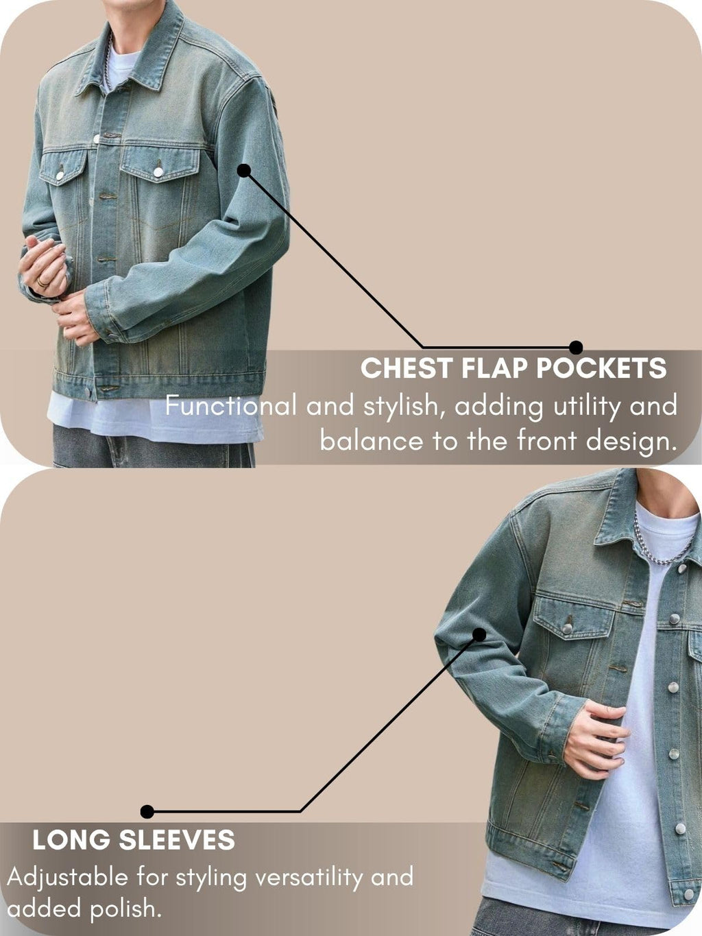 GRECIILOOKS Men’S Denim Jacket | Classic Regular Fit Jeans Jacket For Men | Stylish Branded Jackets For Men – Timeless Casual Wear