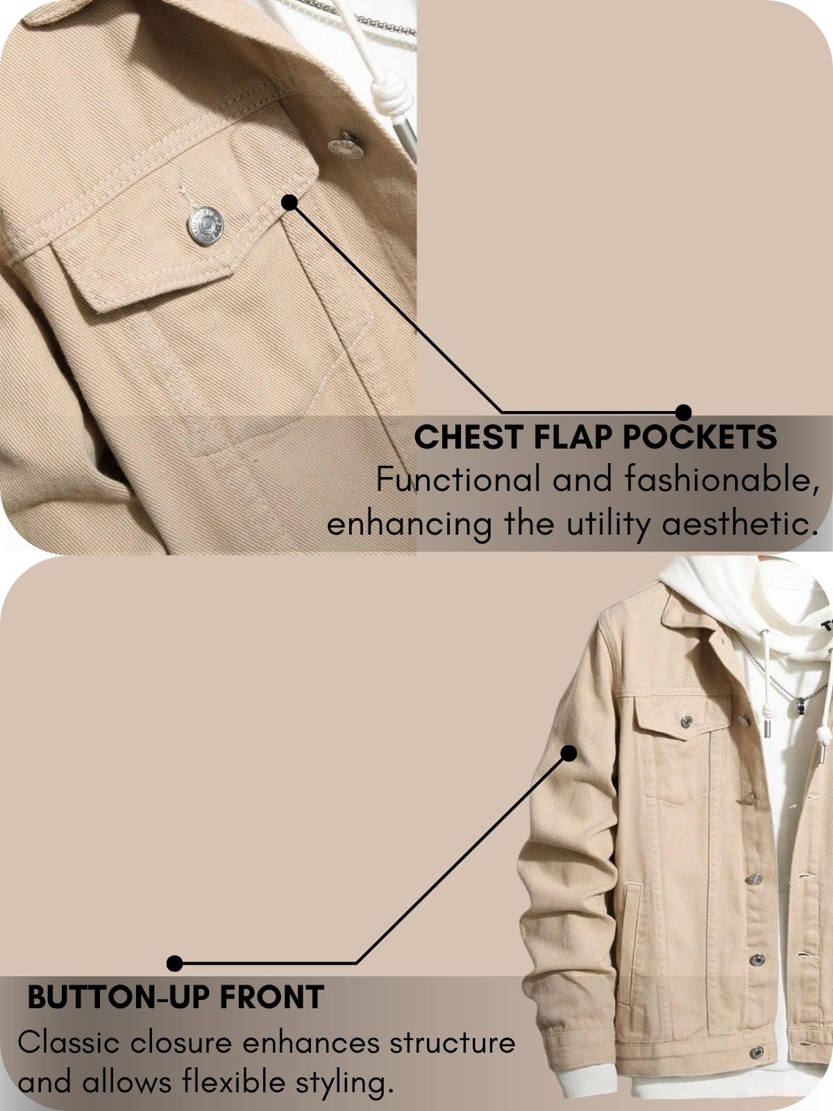 GRECIILOOKS Men’S Denim Jacket | Classic Regular Fit Jeans Jacket For Men | Stylish Branded Jackets For Men – Timeless Casual Wear