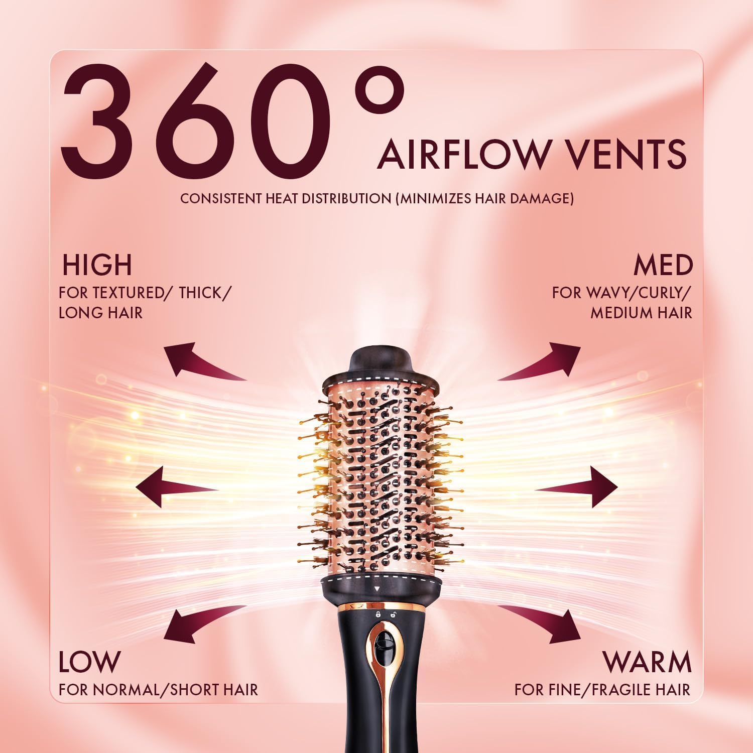 Urban yog MakeMeeBold 3-in-1 Hot Air Brush| 1.5-inch Barrel | Hair Dryer Hair Straightener Volumizer Blow Dryer Styling Tool,1200 Watt | Gifts for Woman, Multicolour