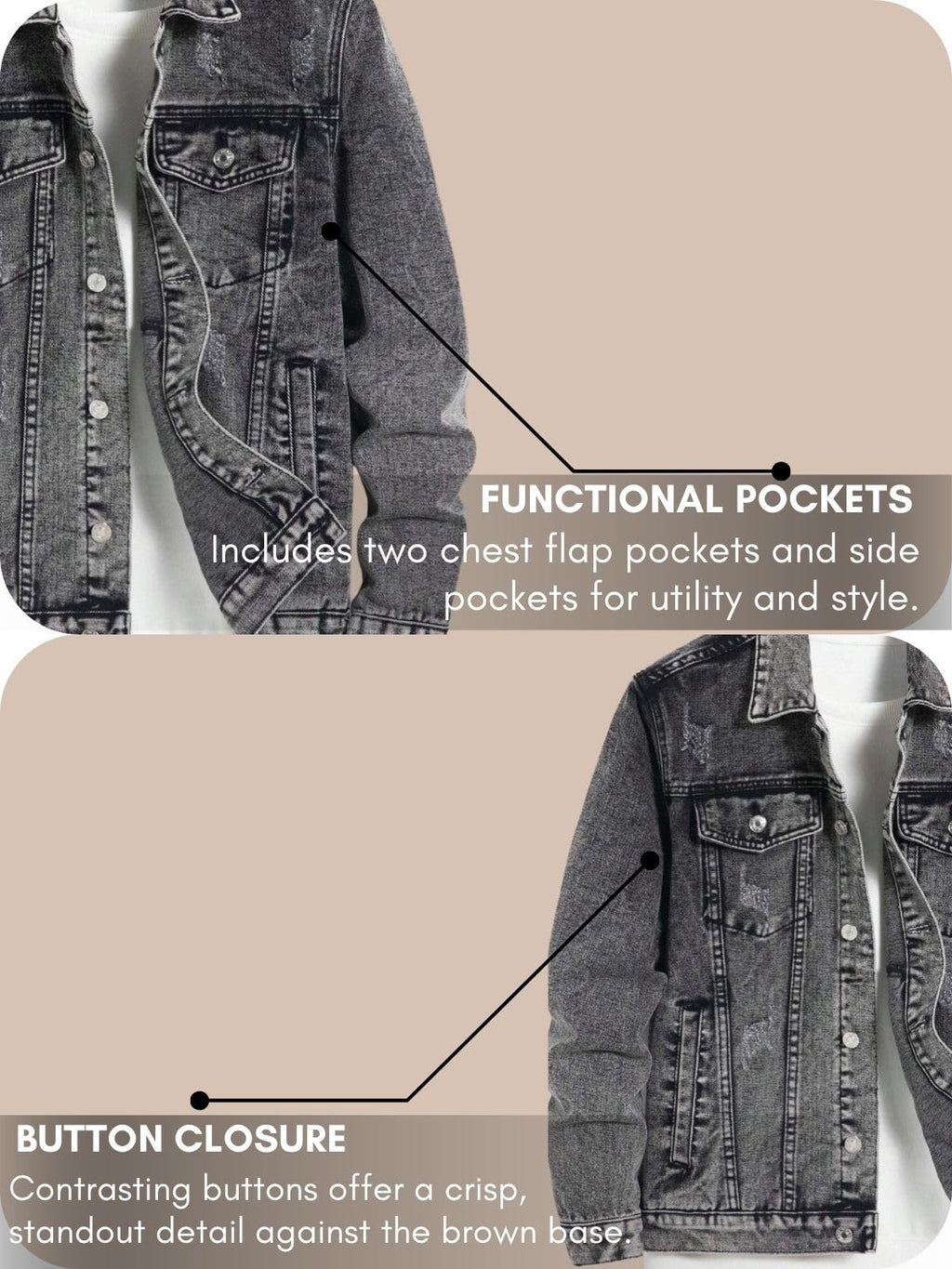 GRECIILOOKS Men’S Denim Jacket | Classic Regular Fit Jeans Jacket For Men | Stylish Branded Jackets For Men – Timeless Casual Wear