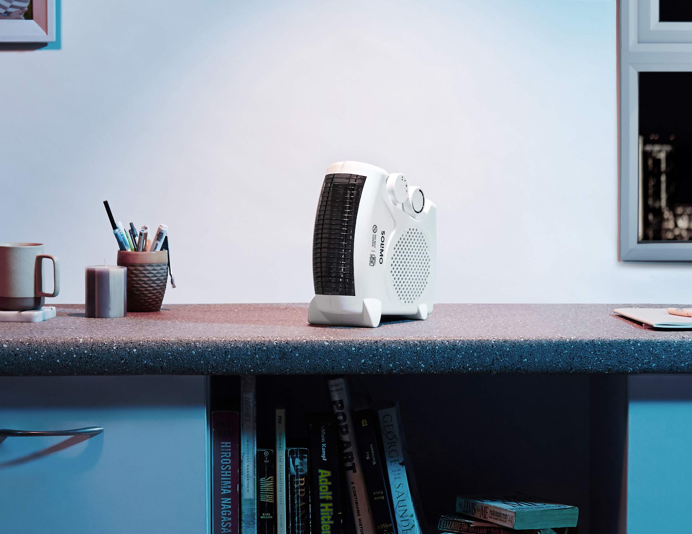 Amazon Brand - Solimo 2000/1000 Watts Room Heater with Adjustable Thermostat (ISI certified, White colour, Ideal for small to medium room/area)