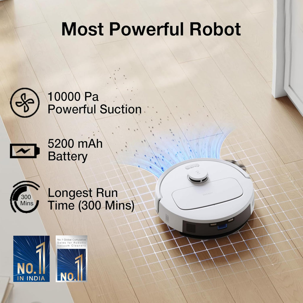 ECOVACS DEEBOT N30 Plus White 2 in 1 Robot Vacuum & Mop, 2025 New Launch, Multi-Cyclone Auto-Empty Station, 10000 Pa Suction, 5200mAh Battery, Covers 3500+sq ft, Zero Tangle 2.0, Advanced TrueMapping